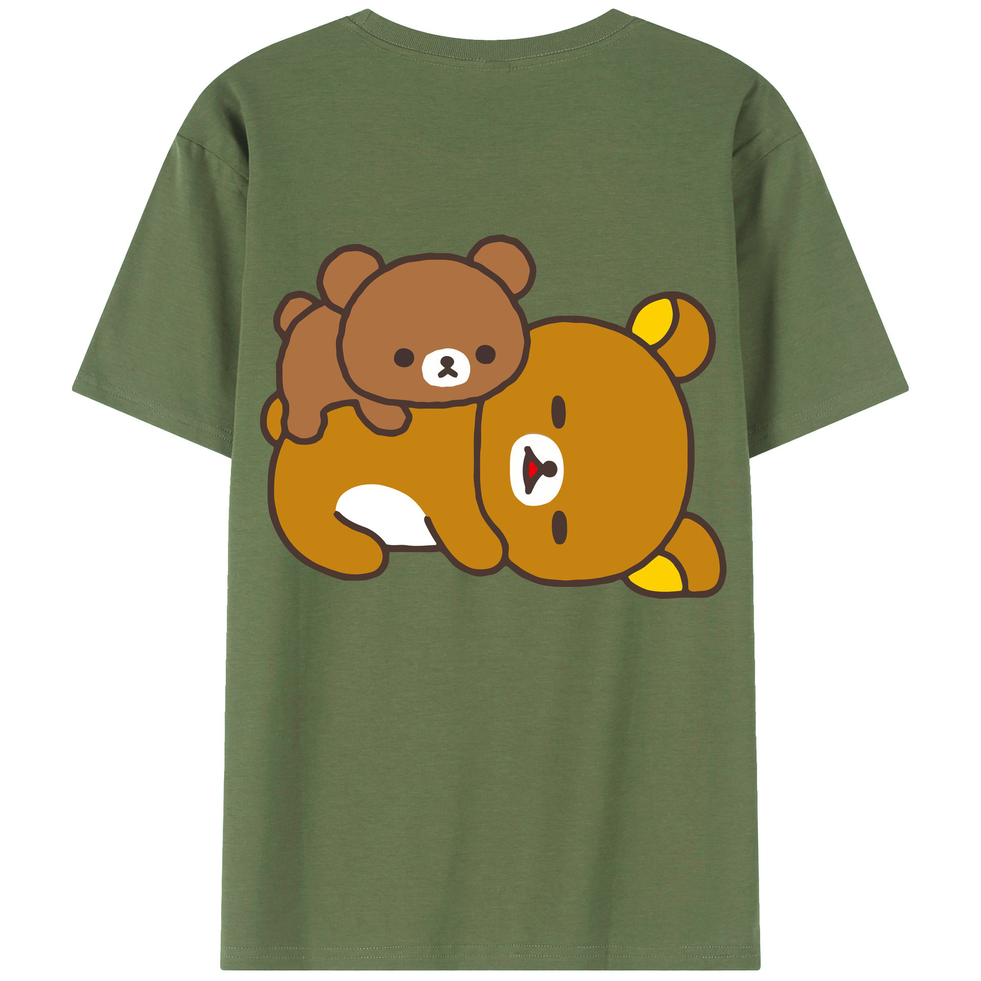 （画像用） リラックマ リラックマ キイロイトリ Rilakkuma Korilakkuma Kiiroitori 綿100％ メンズ半袖Tシャツ（バックプリント） 通気性